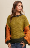 Hand Crochet Colorblock Chunk Knit Sweater