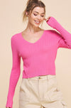 Soft Cableknit Fine Gauge V Neck