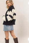 Striped scalloped open cardigan