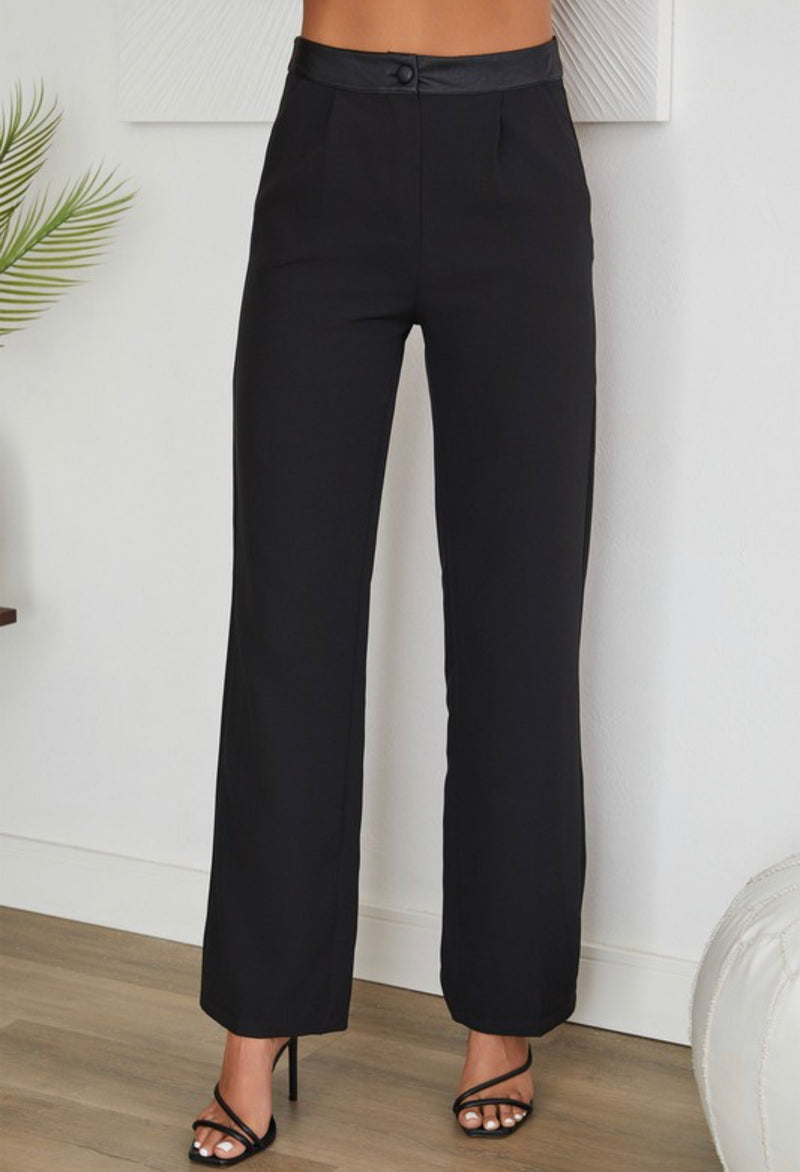 Trouser with Faux Leather trim