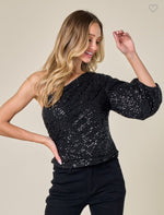 One shoulder Sequin Top