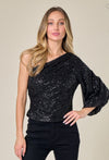 One shoulder Sequin Top