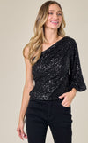 One shoulder Sequin Top