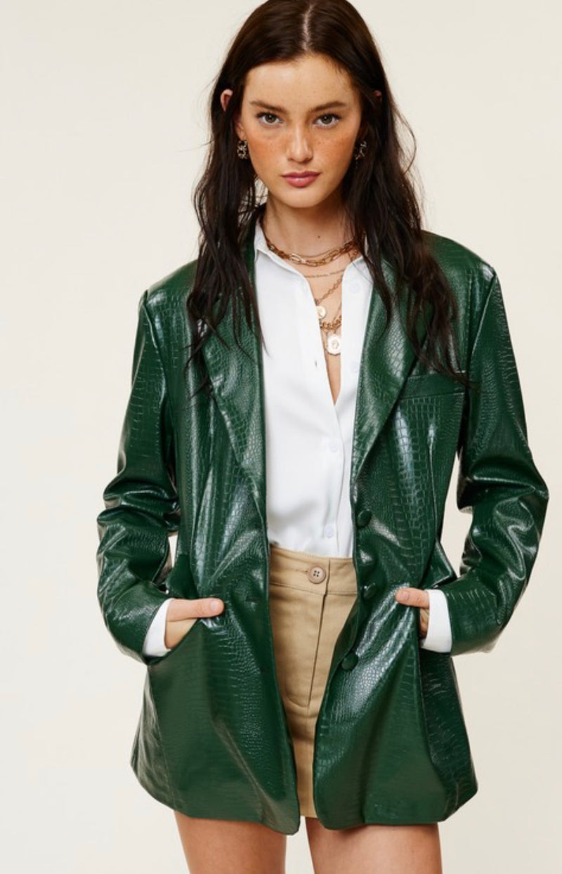 Faux Leather Blazer