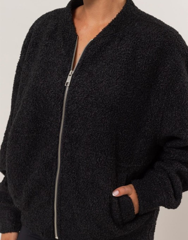 Fleece Zip Up Bomber Jacket