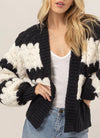 Striped scalloped open cardigan