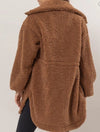 Drawstring Waist Sherpa Coat