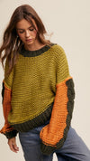 Hand Crochet Colorblock Chunk Knit Sweater