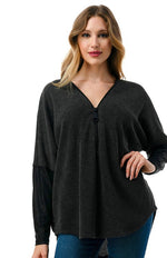 Dolman Faux Sleeve Zipper Top