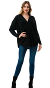 Dolman Faux Sleeve Zipper Top