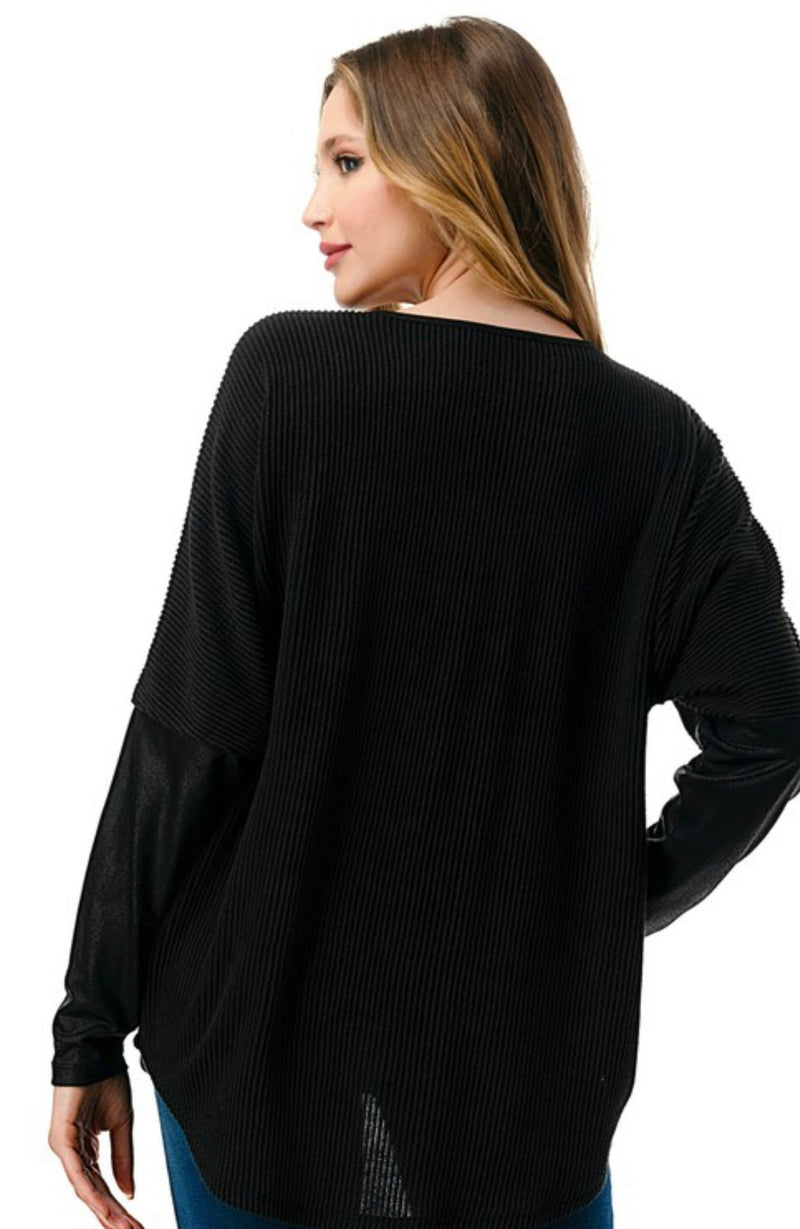 Dolman Faux Sleeve Zipper Top