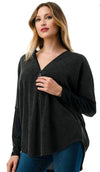 Dolman Faux Sleeve Zipper Top