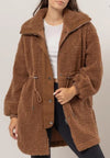 Drawstring Waist Sherpa Coat