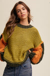 Hand Crochet Colorblock Chunk Knit Sweater