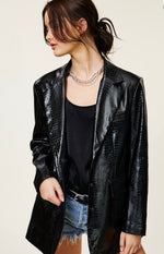 Faux Leather Blazer