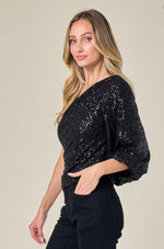 One shoulder Sequin Top