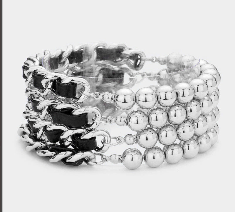 Faux Leather Braided beaded Stack