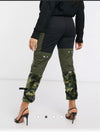 Color Block Cargo with Camo Sequin