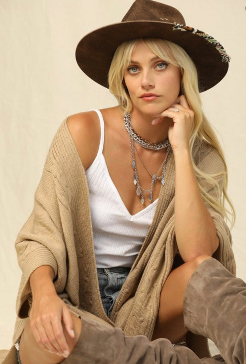 Poncho like open cardigan