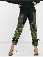 Color Block Cargo with Camo Sequin