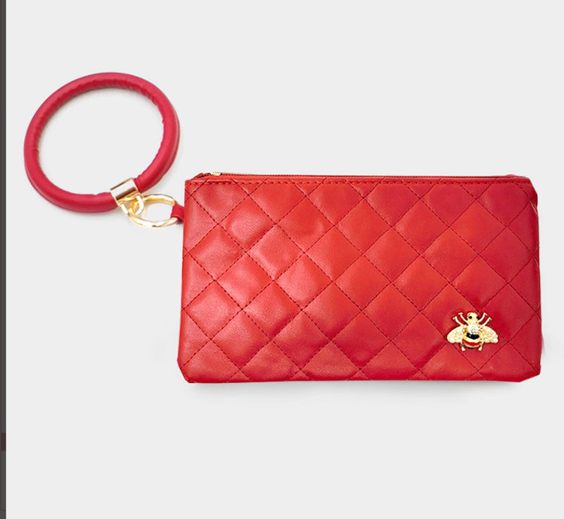 Quilted Faux Leather Wristlet