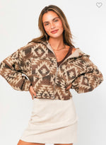 Aztec Brown Hoodie Jacket