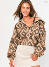 Aztec Brown Hoodie Jacket