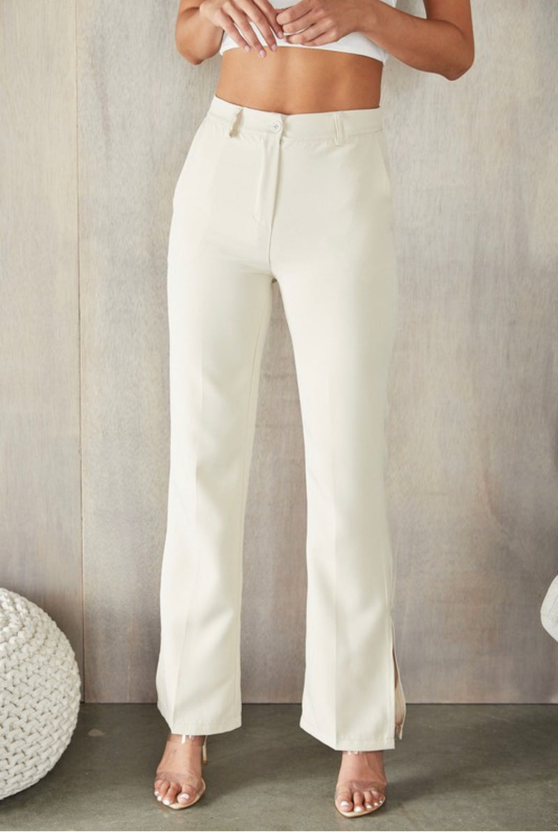 Ivory Trouser Pant w/ Side Slit