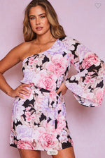 One Shoulder Floral Dress